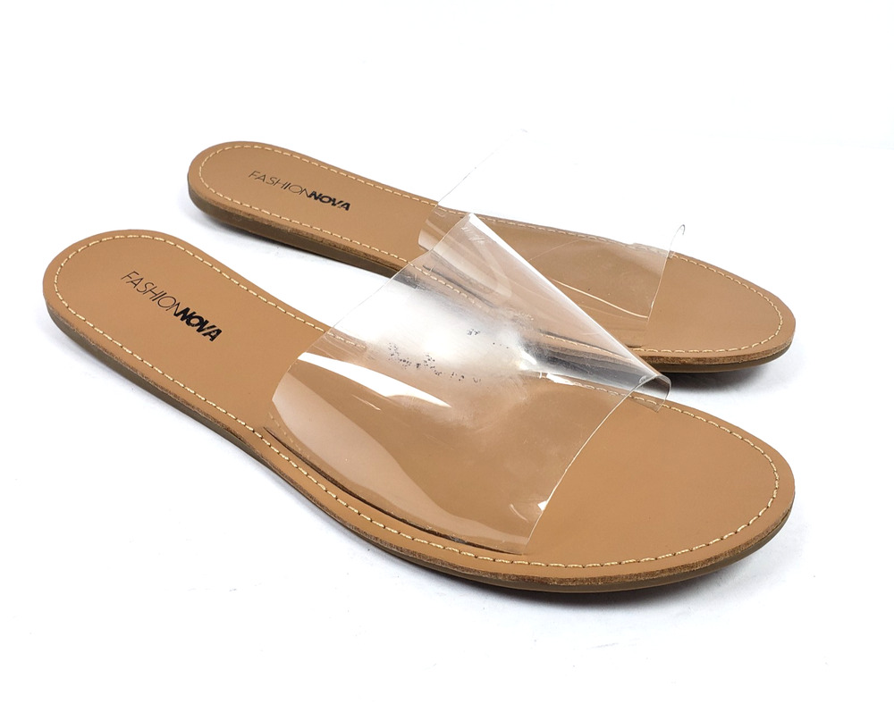 Fashion Nova Clover Womens Size 8.5 Clear Slip On Casual Slide Sandals